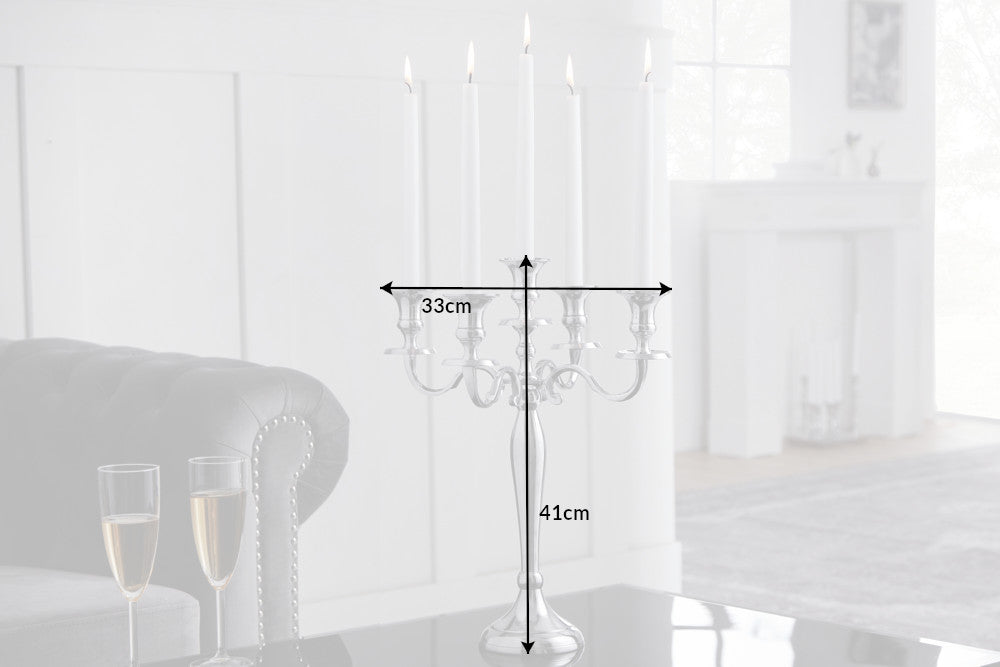 Candleholder MODERN BAROCK 40cm 5-armed silver