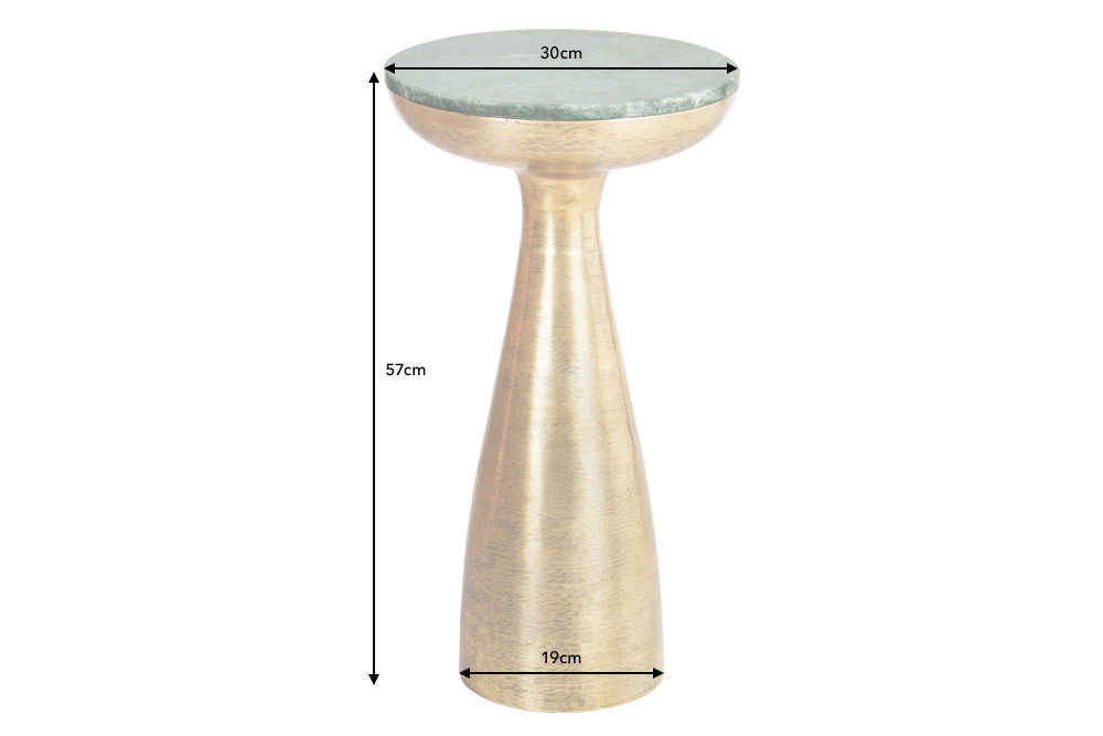 Beistelltisch ELEMENTS 55cm gold mit abnehmbarer Marmorplatte grün