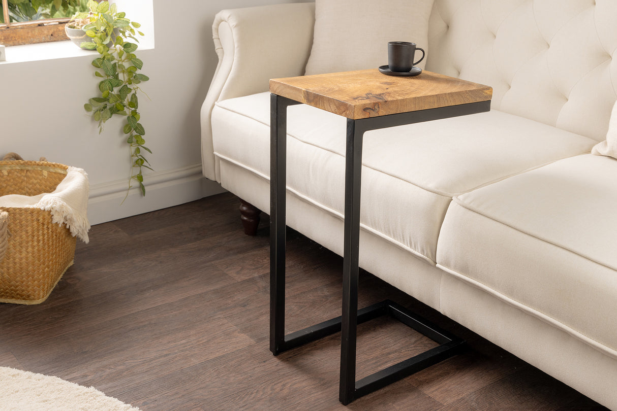 Side table GASTON 65cm mango wood black metal