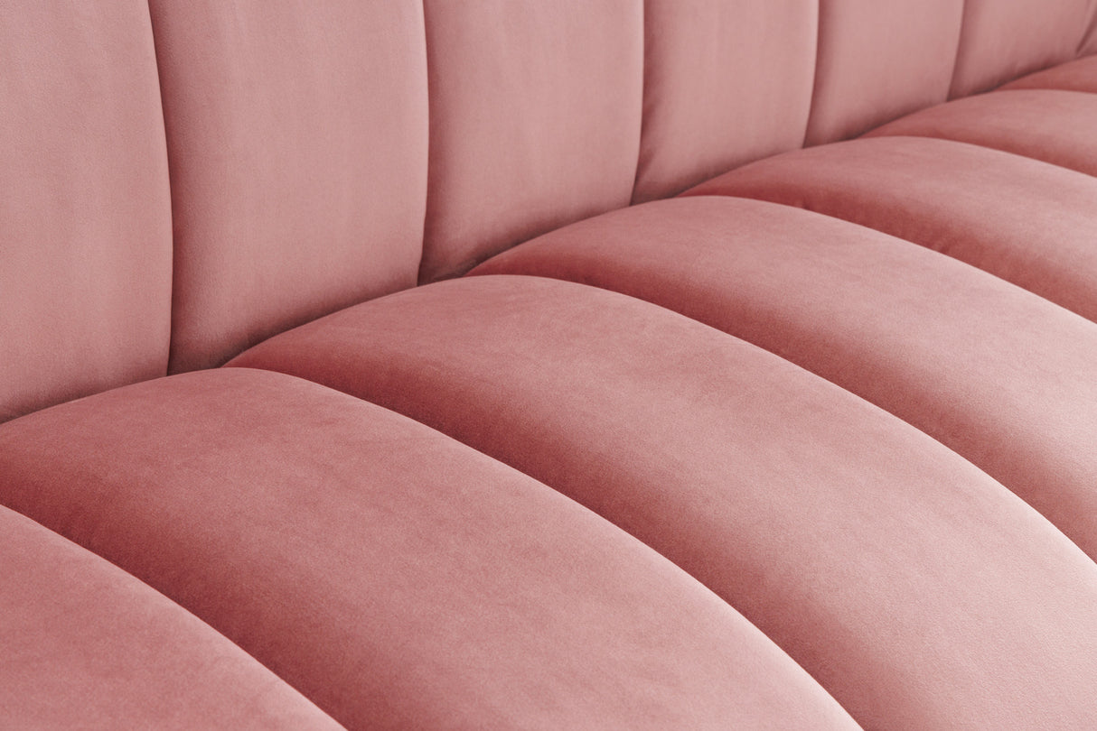 Sofa NOBLESSE 225cm 3-Sitzer Samt Altrosa mit goldenen Füßen