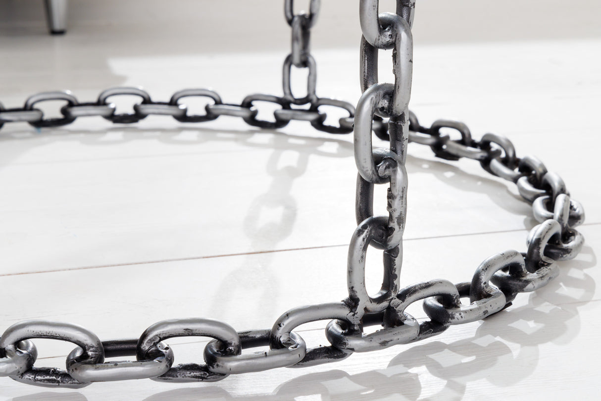 Couchtisch CHAIN 65cm mit Glasplatte