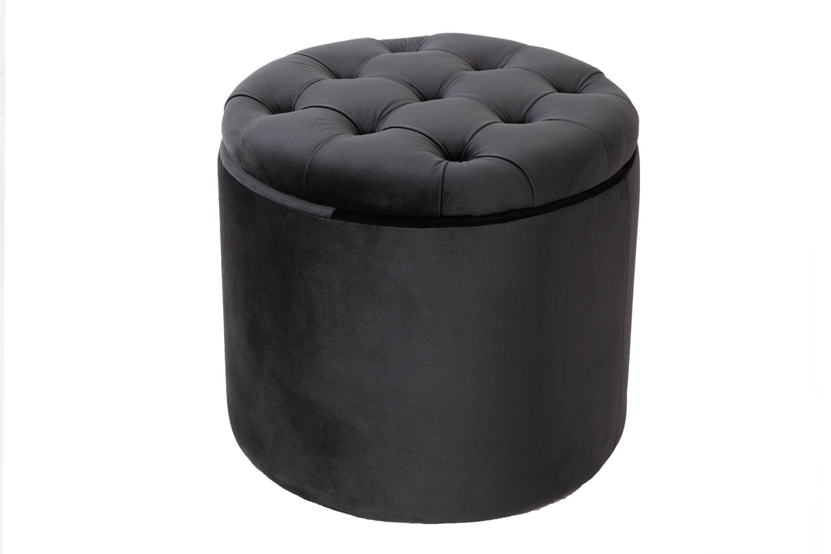 Hocker MODERN BAROCK STORAGE 50cm Samt schwarz