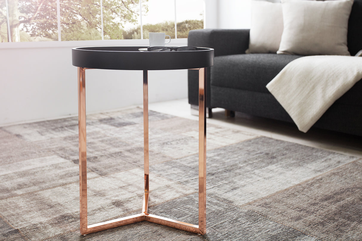 Side table MODULAR 40cm black copper w/ removable tray
