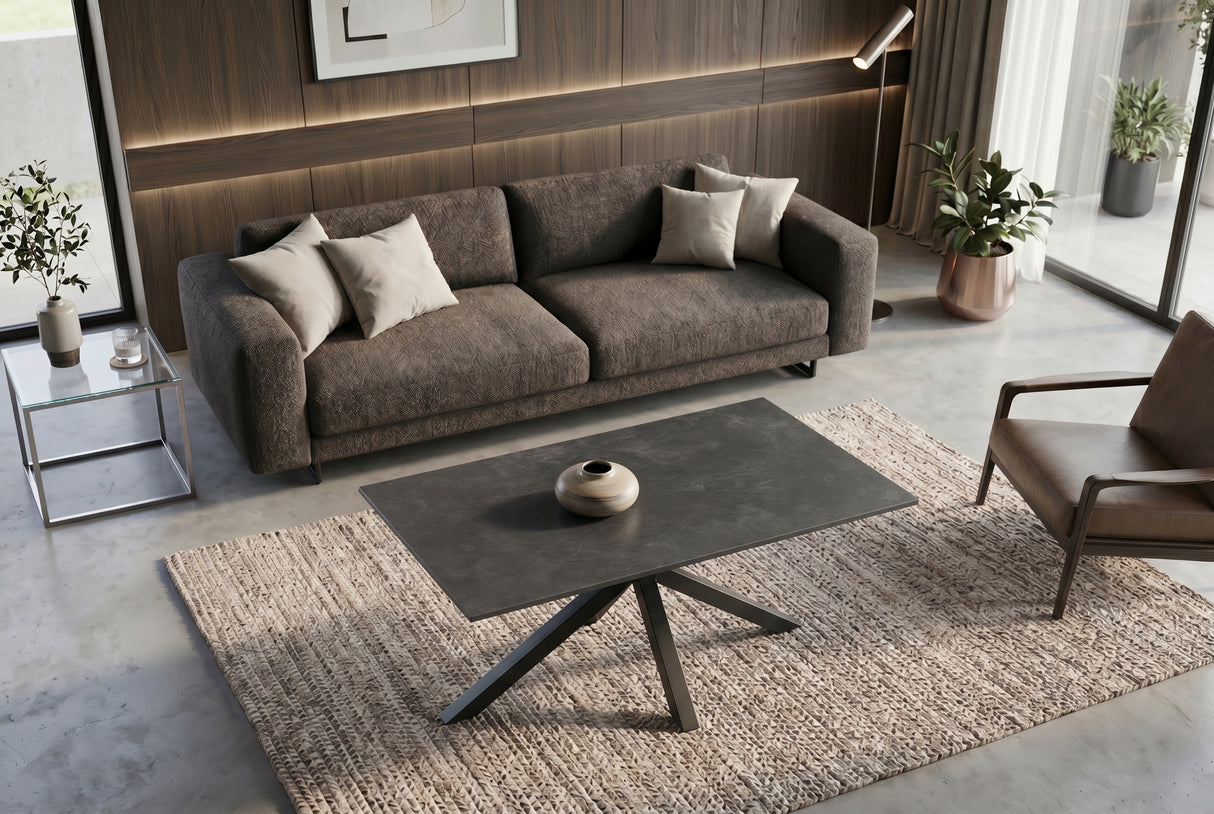 Couchtisch GALAXIE 100cm mit Sternengestell Keramik grau