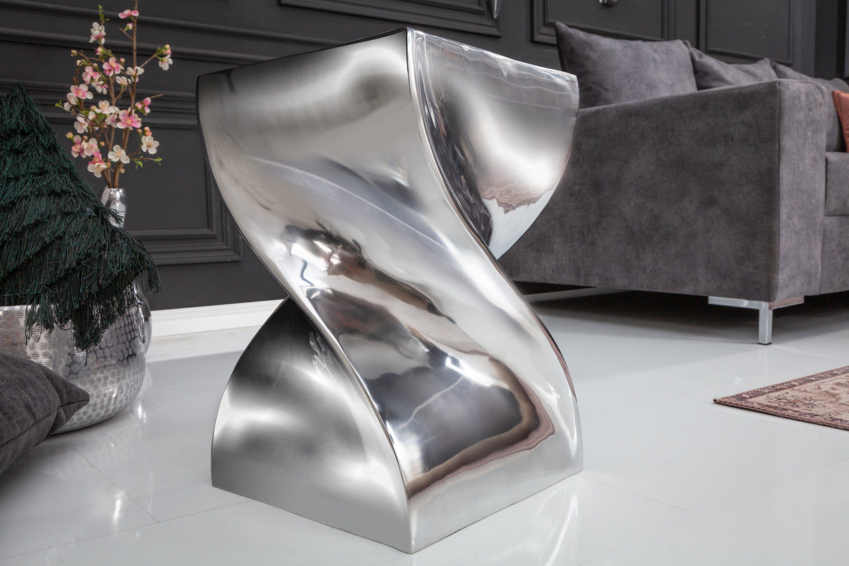 Hocker TWIST 45cm silber aluminium