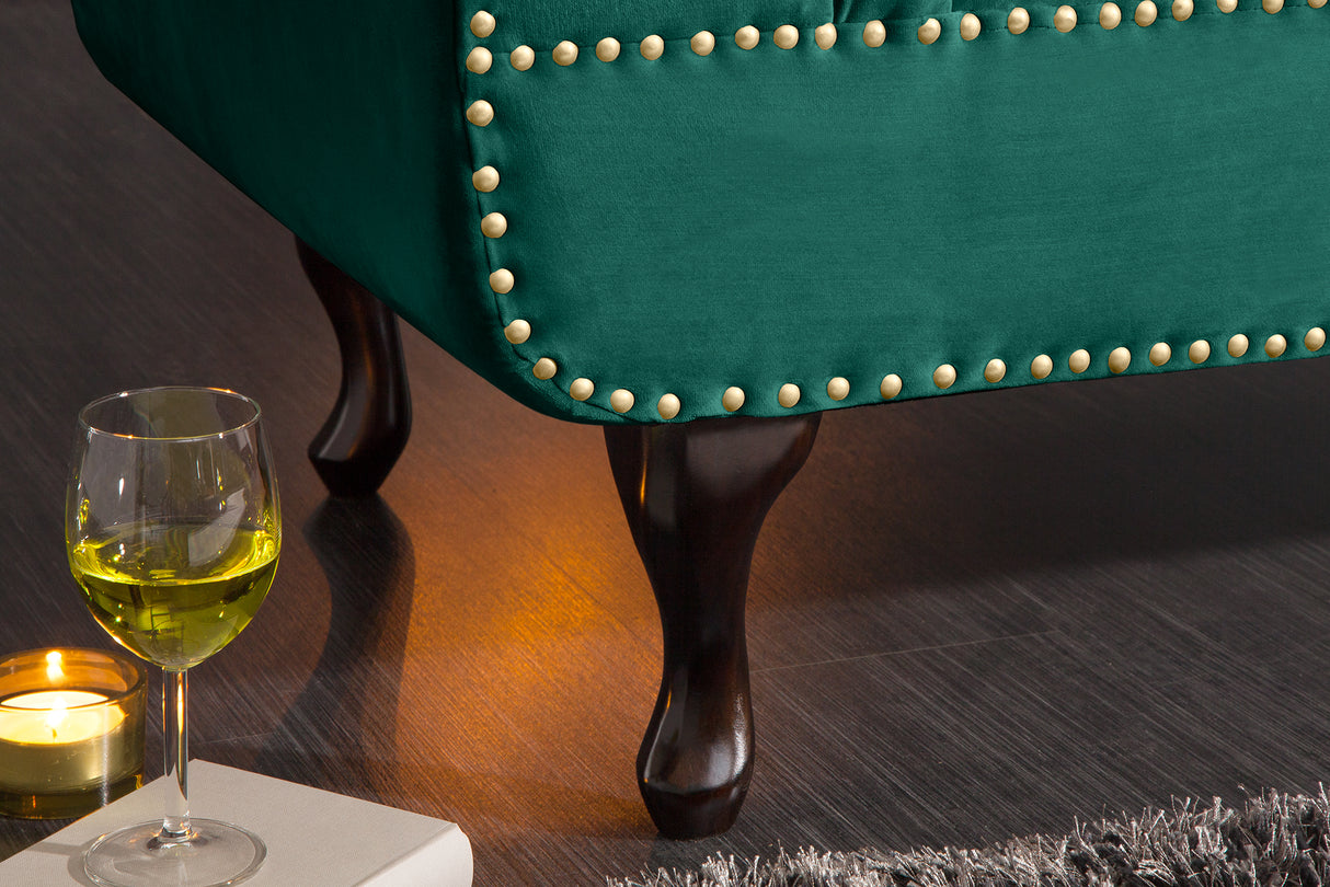 Recamiere CHESTERFIELD 170cm velvet emerald green in baroque style
