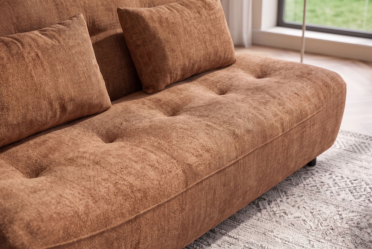 Schlafsofa ELYPSE 200cm 3-Sitzer Chenille Rostbraun