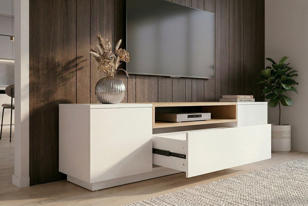 TV-Platte LOFT 160 cm weiß natur