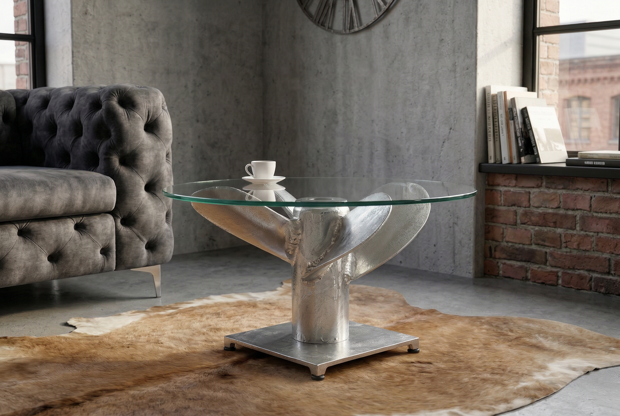 Couchtisch OCEAN 60cm Unterteil silber ohne Glasplatte
