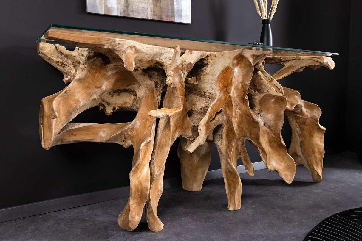 Console ROOT 150cm teak wood rack w/o glass plate