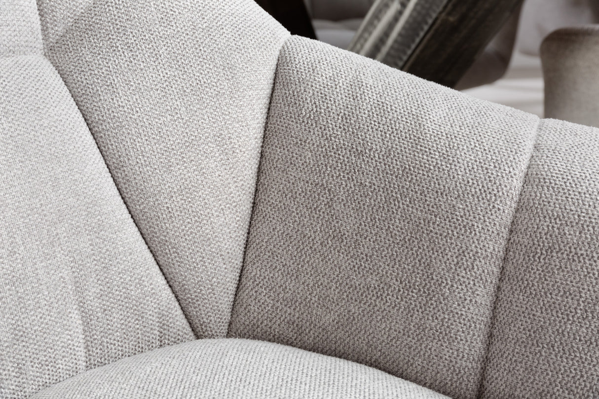 Swivel chair PAPILLON 180° rotatable w/ armrests textured fabric light grey