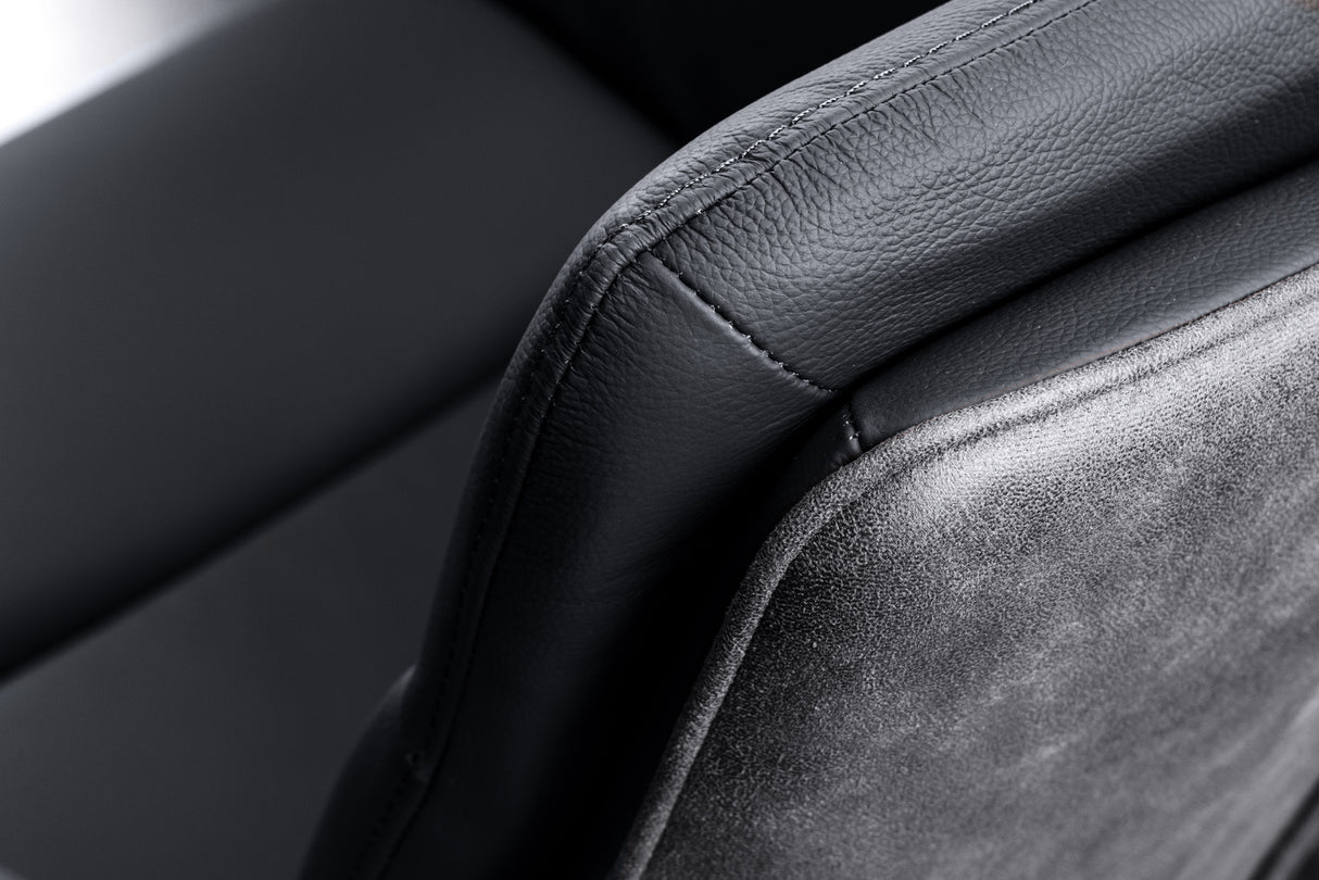 Swivel chair BIG GEORGE 360° with armrests genuine leather and microfibre anthracite