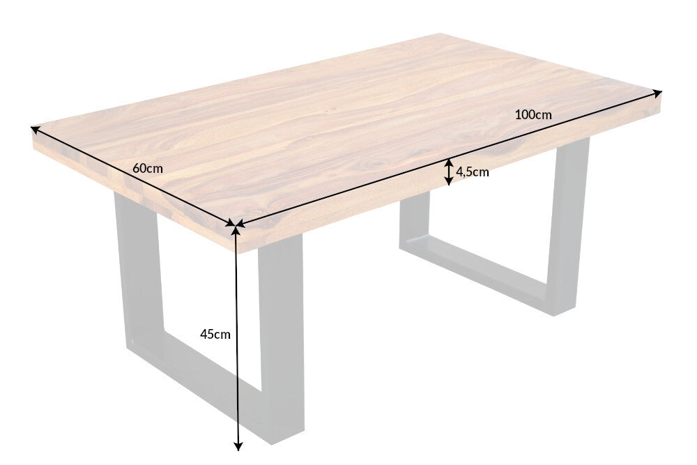 Coffee table IRON CRAFT 100cm U-legs sheesham wood
