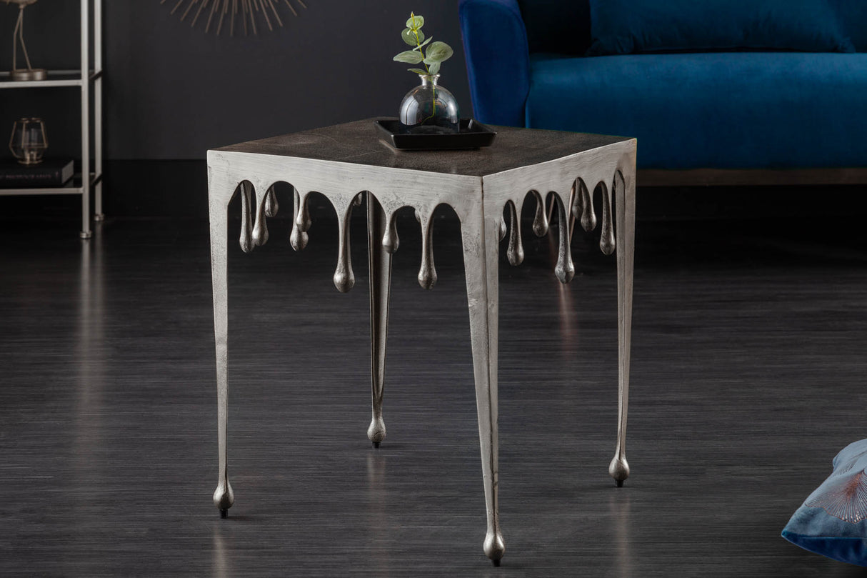 Side table LIQUID LINE L 50cm square silver