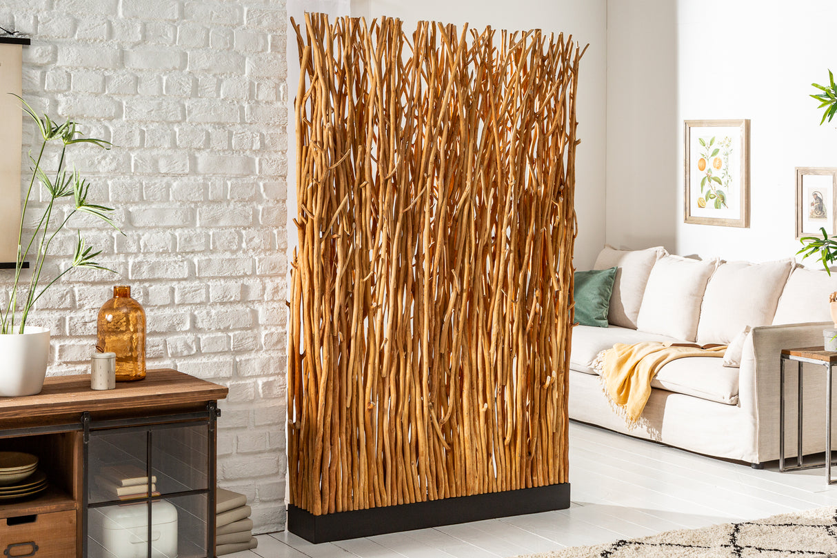 Stehleuchte NATURAL PARAVENT 180cm Longanholz natur inkl. Leuchtmittel