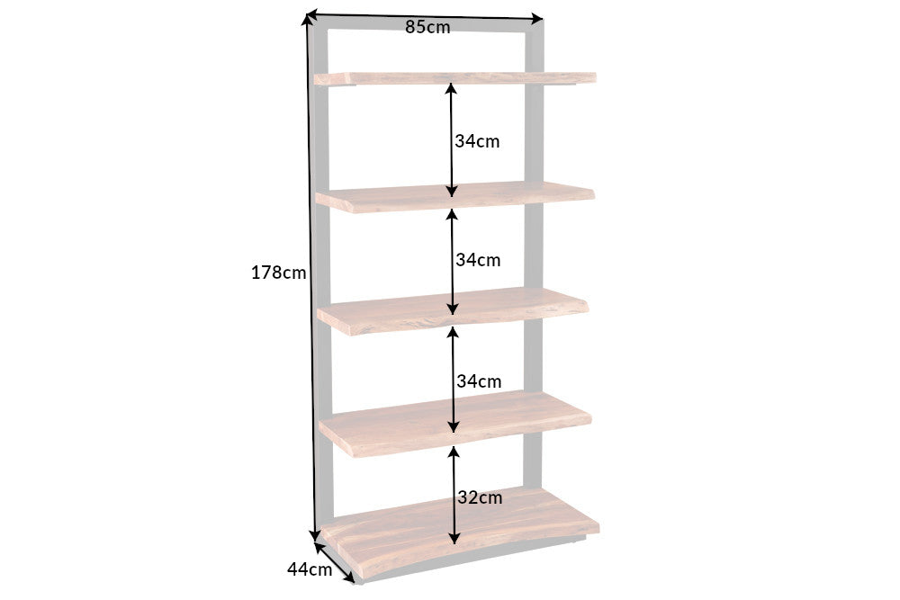 Shelf MAMMUT 180cm acacia wood natural and metal black