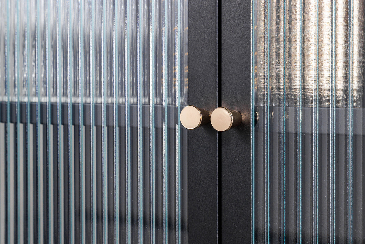 Display cabinet PARIS 110cm ribbed glass black