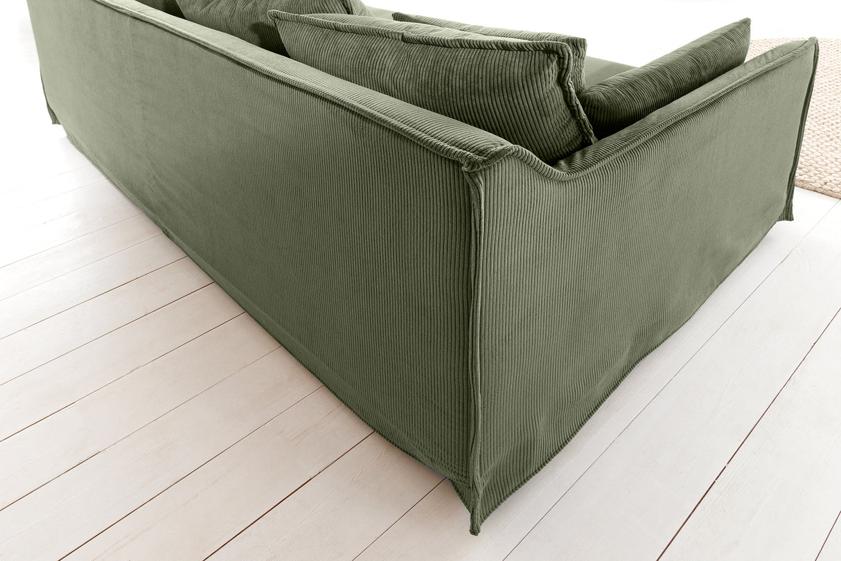 Sofa HEAVEN 200cm 3-seater spring core removable cover cord green