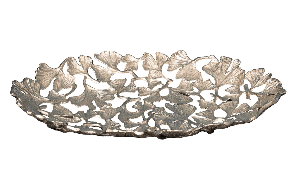 Dekoschale GINKGO BLÄTTER 40x26cm silber