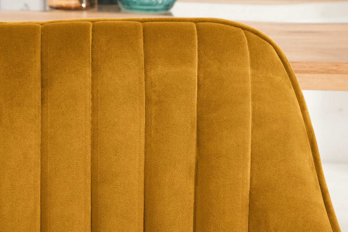 Chair TURIN with armrests velvet mustard yellow