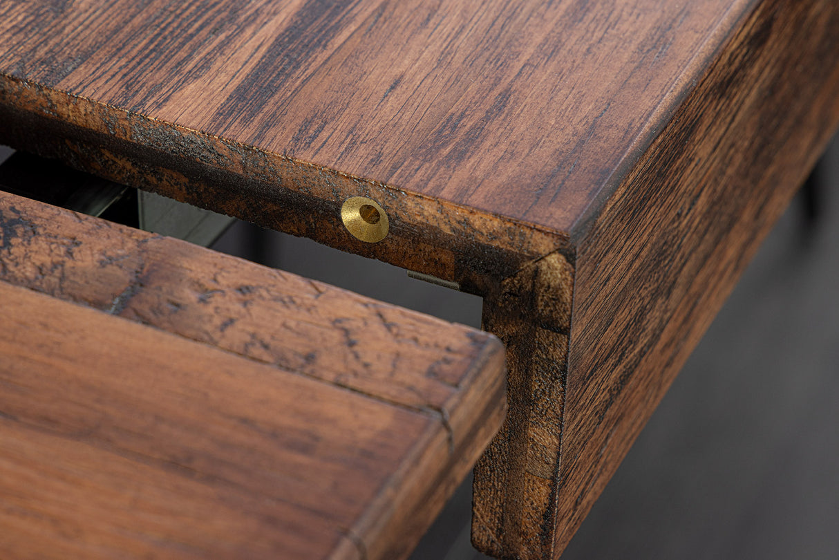 Dining table RANCHO 160-200cm extendable pinewood natural black