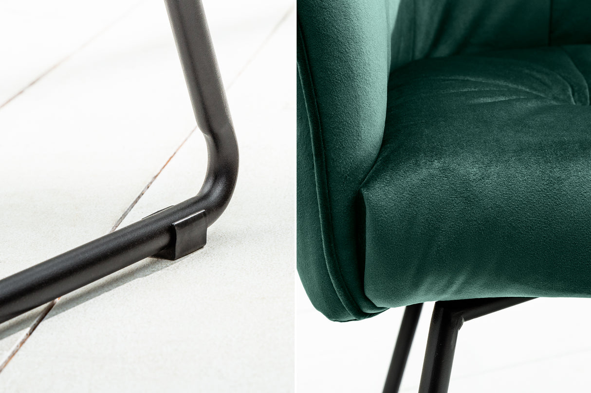 Chair LOFT with armrests velvet green