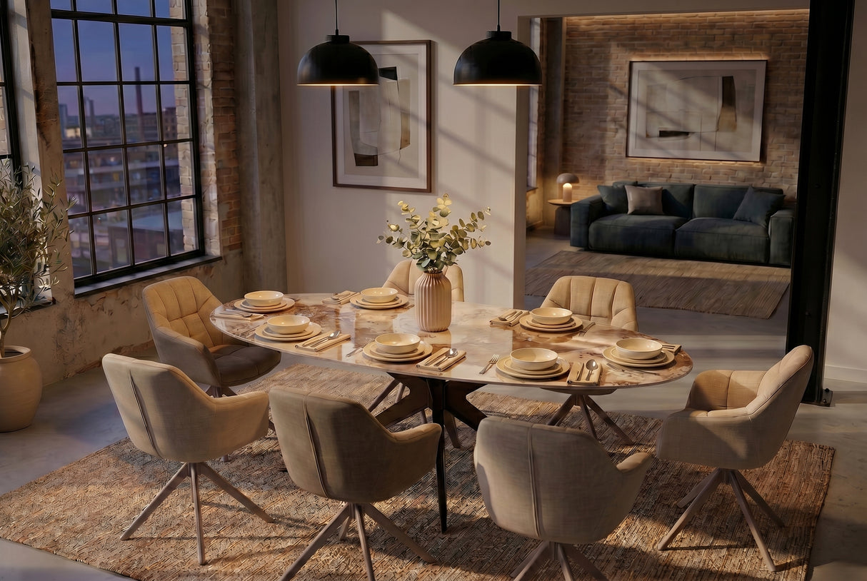 Dining table PANDORA 220cm oval ceramic bronze