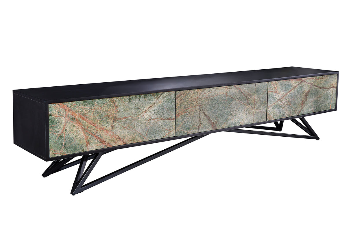 TV-Board MOUNTAIN SOUL 200cm Akazie Natursteinoptik schwarz