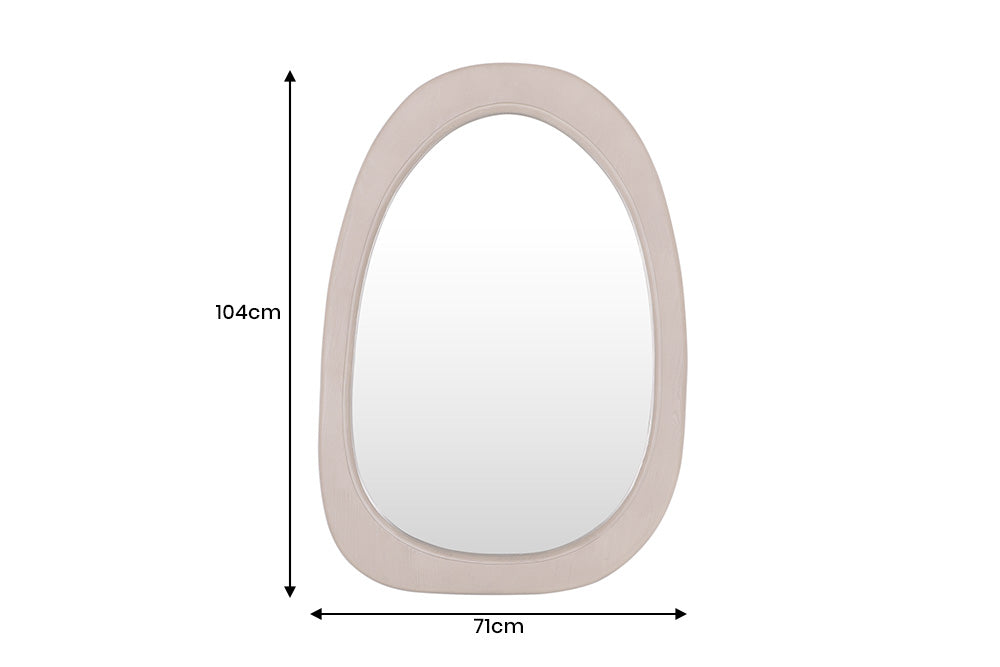 Wallmirror ORGANIC 105cm oval pine wood natural beige