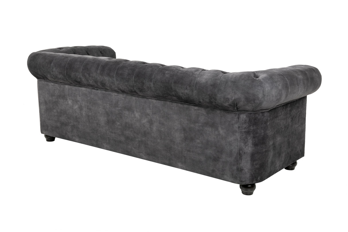 Sofa CHESTERFIELD 205cm 3-seater velvet grey