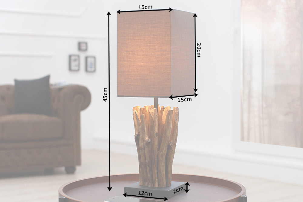 Table lamp EUPHORIA driftwood brown linen shade