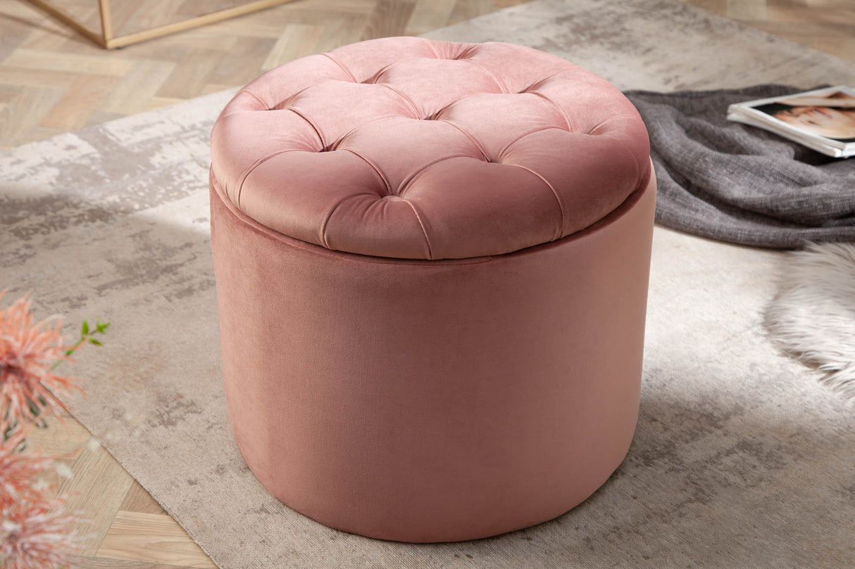 Stool MODERN BAROCK STORAGE 50cm velvet dusky pink