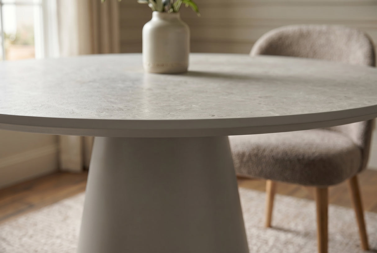 Esstisch VOGUE 120cm rund grau Steinoptik