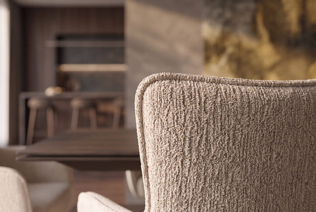 Swivel chair LUGANO 360° auto-return w/ armrests 150 kg load capacity chenille tweed beige