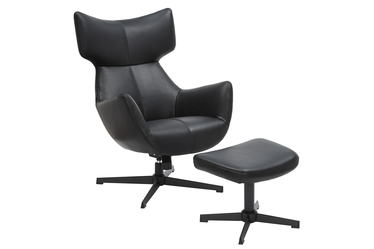 Sessel VOGUE 360° drehbar Kunstleder schwarz mit schwarzem Metallgestell