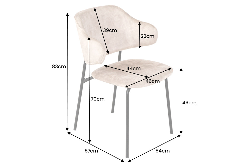 Chair TRACY velvet champagne greige black legs