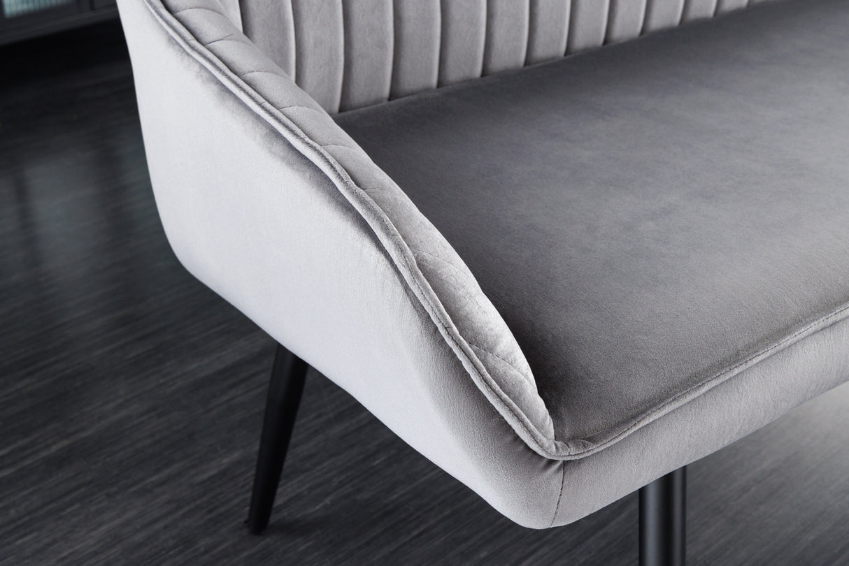 Bank TURIN 160cm Samt silbergrau