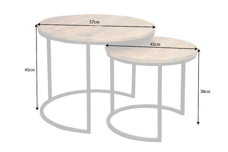 Beistelltisch ELEMENTS 2er Set Mangoholz natur