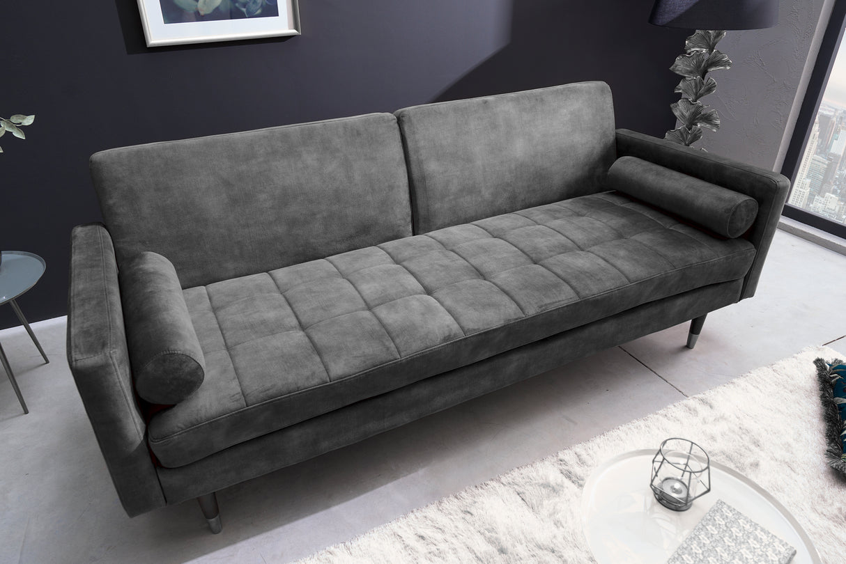 Schlafsofa COUTURE 200cm Microvelours grau