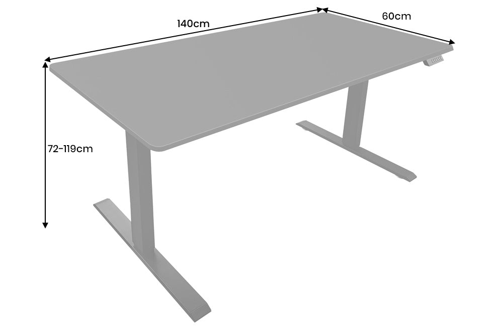 Office desk BLACK DESK 140cm height adjustable anthracite w/ black frame
