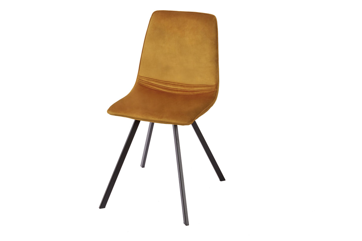 Chair AMSTERDAM retro style velvet mustard yellow
