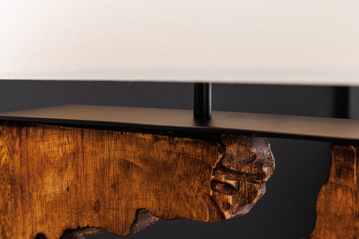 Table lamp DESIGNED BY NATURE 60cm raintree wood natural black w/ white shade handmade