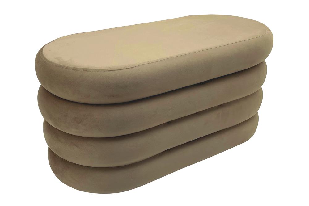 Bench chest VOGUE 85cm oval upholstered w/ storage space velvet champagne