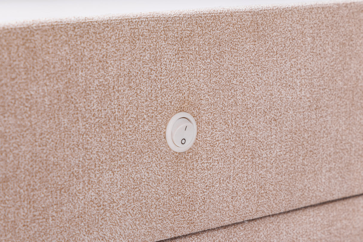 Bedside table TOULOUSE w/ LED light 55cm velvet beige