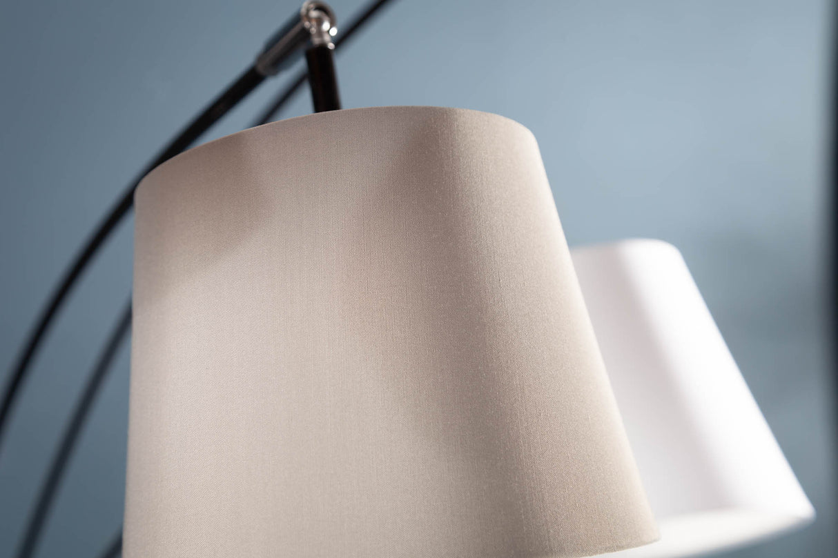 Floor lamp LEVELS 5 linen shades black grey white w/ marble base