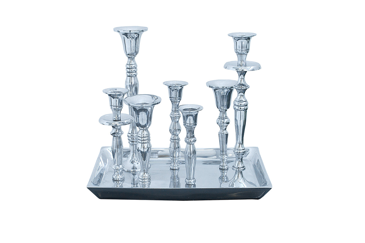 Candleholder MODERN BAROCK 7 flames silver aluminium