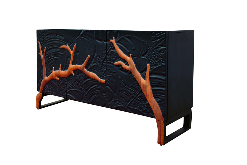 Sideboard FOREST 160cm 3D mango wood black brown