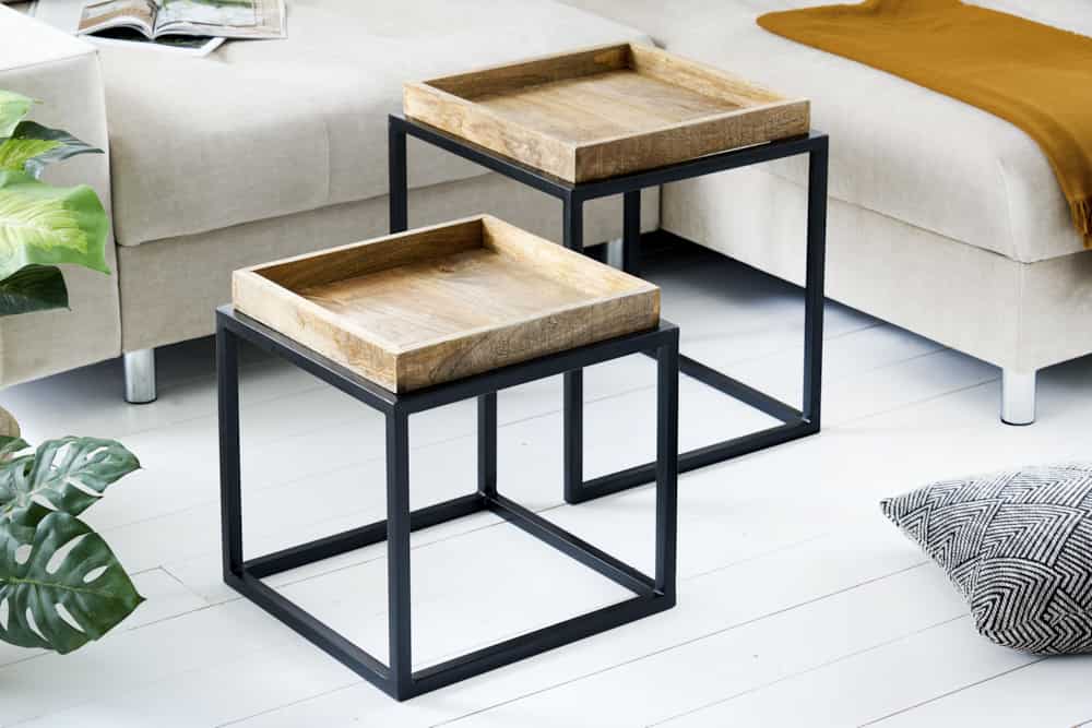 Beistelltisch SERVITEUR 45-55cm 2er Set Tabletts Mangoholz