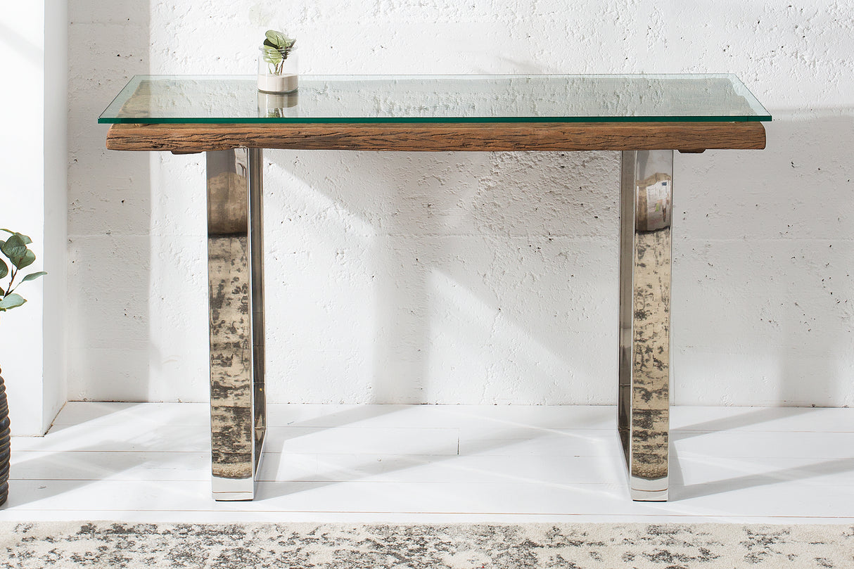 Console EUPHORIA BARRACUDA 120cm recycled massive teak wood w/o glass plate