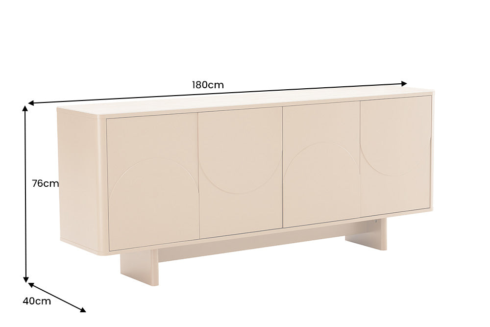 Sideboard SAVOY 180 cm 3D Natur mit Travertin-Marmor-Keramikplatte